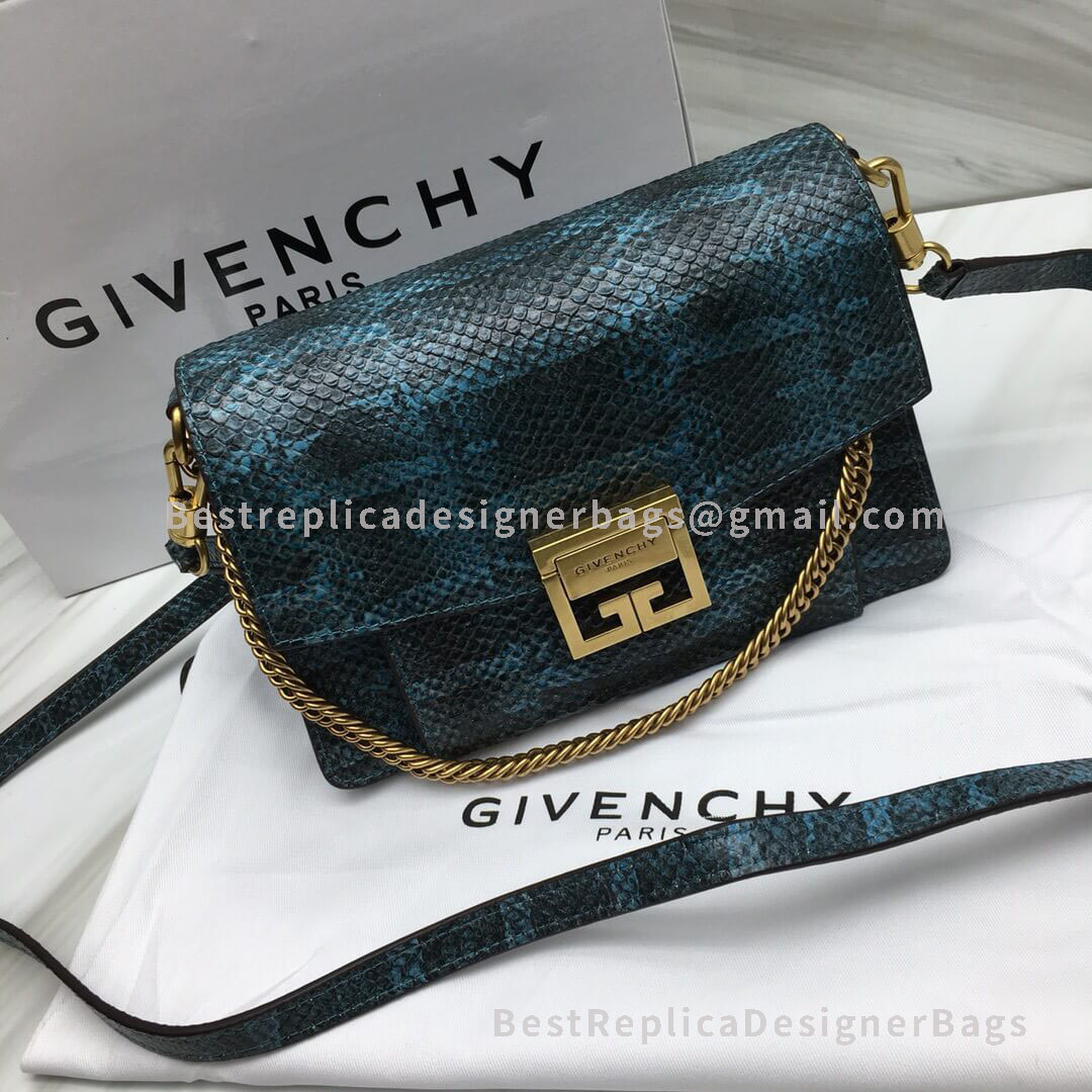 Givenchy Small GV3 Bag In Green And Black Python Effect Leather GHW 29999-1